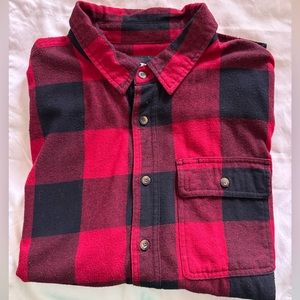 Rugged Wear Red and Black Plaid FLANNEL SHIRT